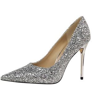 Sparkly Glitter Pumps - Silver size 35 (fit 36) ✨